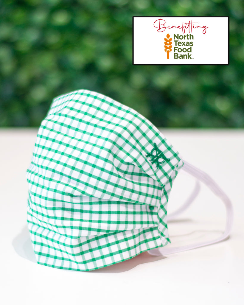 Green Gingham Check Cotton Mask