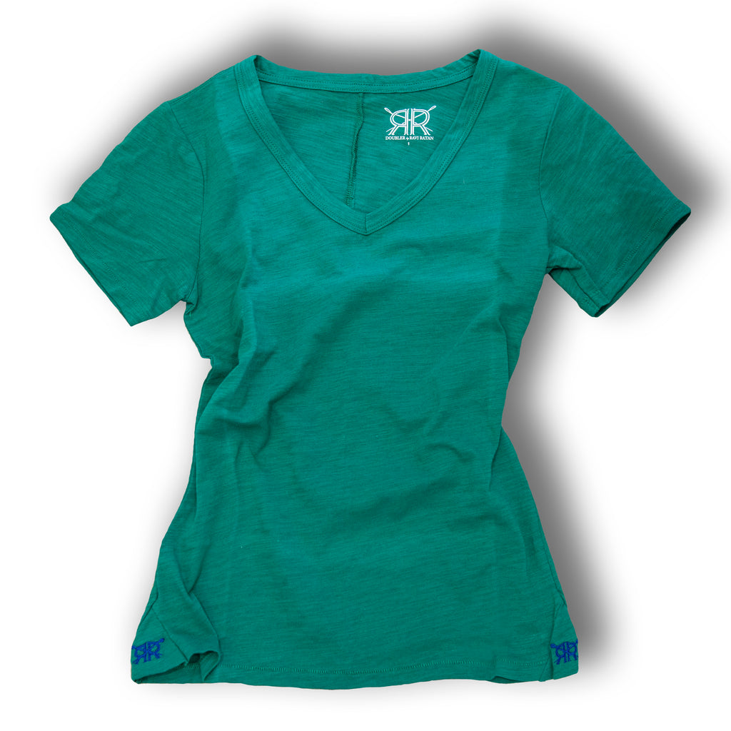 Green Pima Cotton V Neck T Shirt