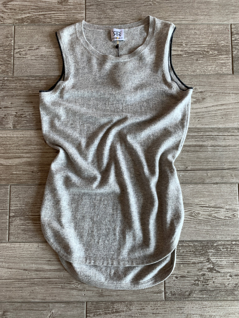 Sleeveless Scoop Hem Cashmere Sweater - Grey/Flannel