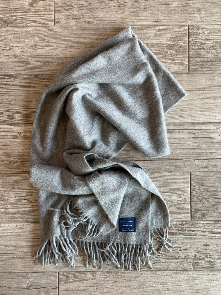 Holland & Sherry Cashmere Scarf/Wrap - Grey