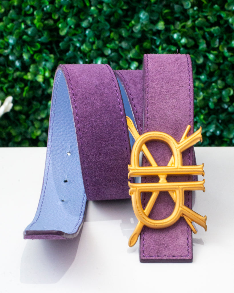 Purple Suede Belt Strap with Buckle