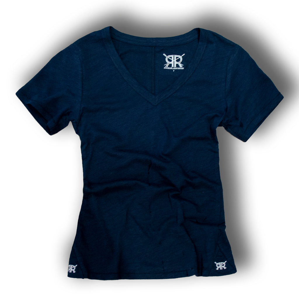 Navy Pima Cotton V Neck T Shirt