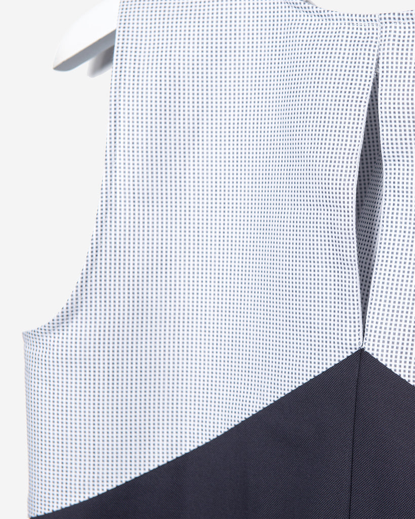 Sleeveless - Charcoal Blue Birdseye Check