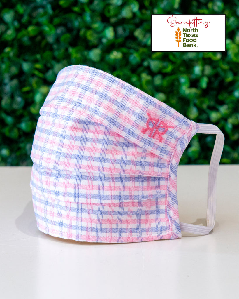 Pink Blue Check Cotton Mask
