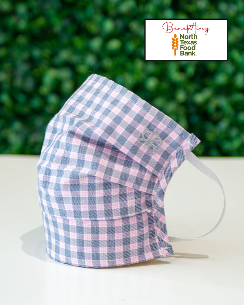 Pink and Grey Check Cotton Mask