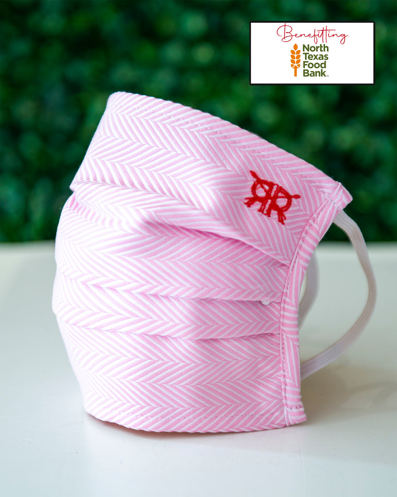 Pink Herringbone Cotton Mask