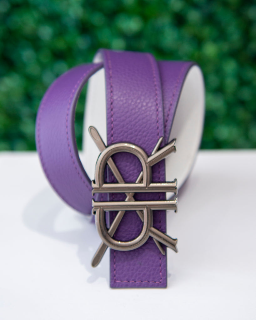 Purple White Belt Strap with Buckle