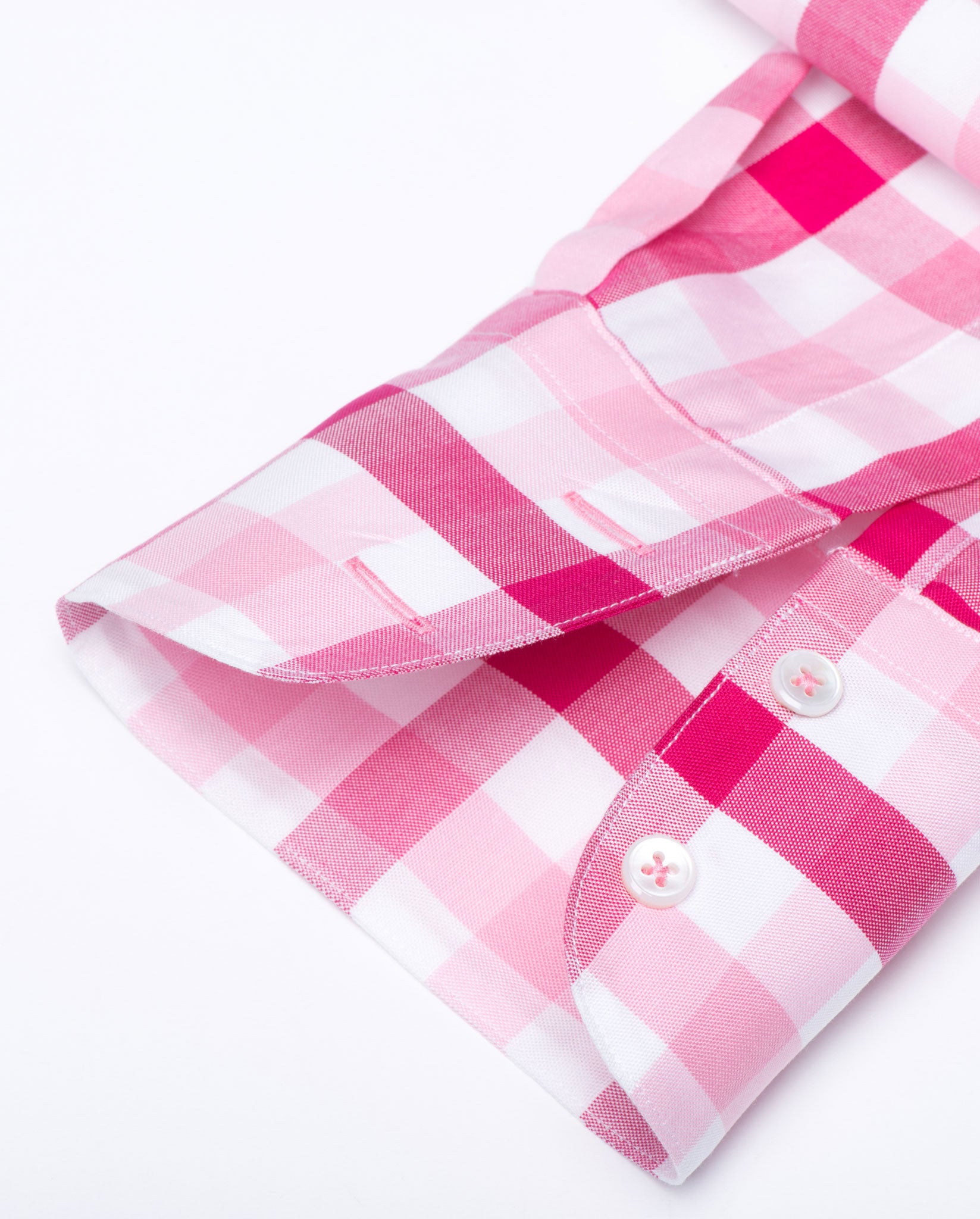 White And Raspberry Color Shirt Tailored Shirt - White with Raspberry Gingham Button Up by Double R ...