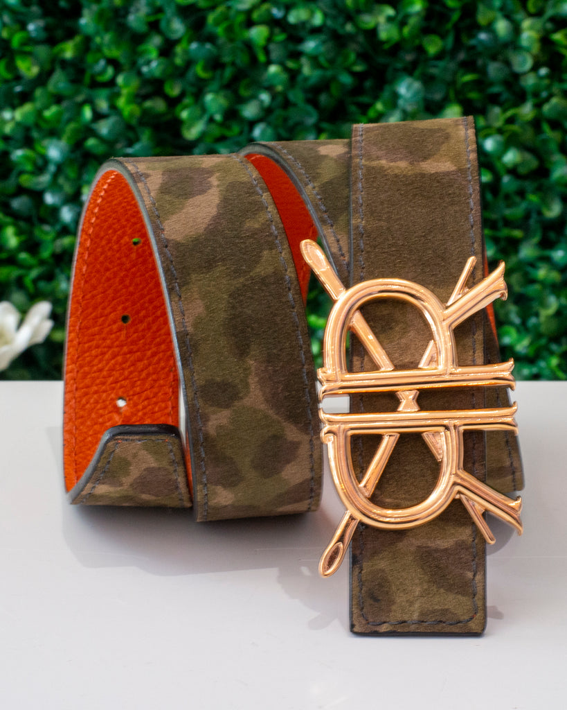 Camo Suede Belt Strap with Buckle