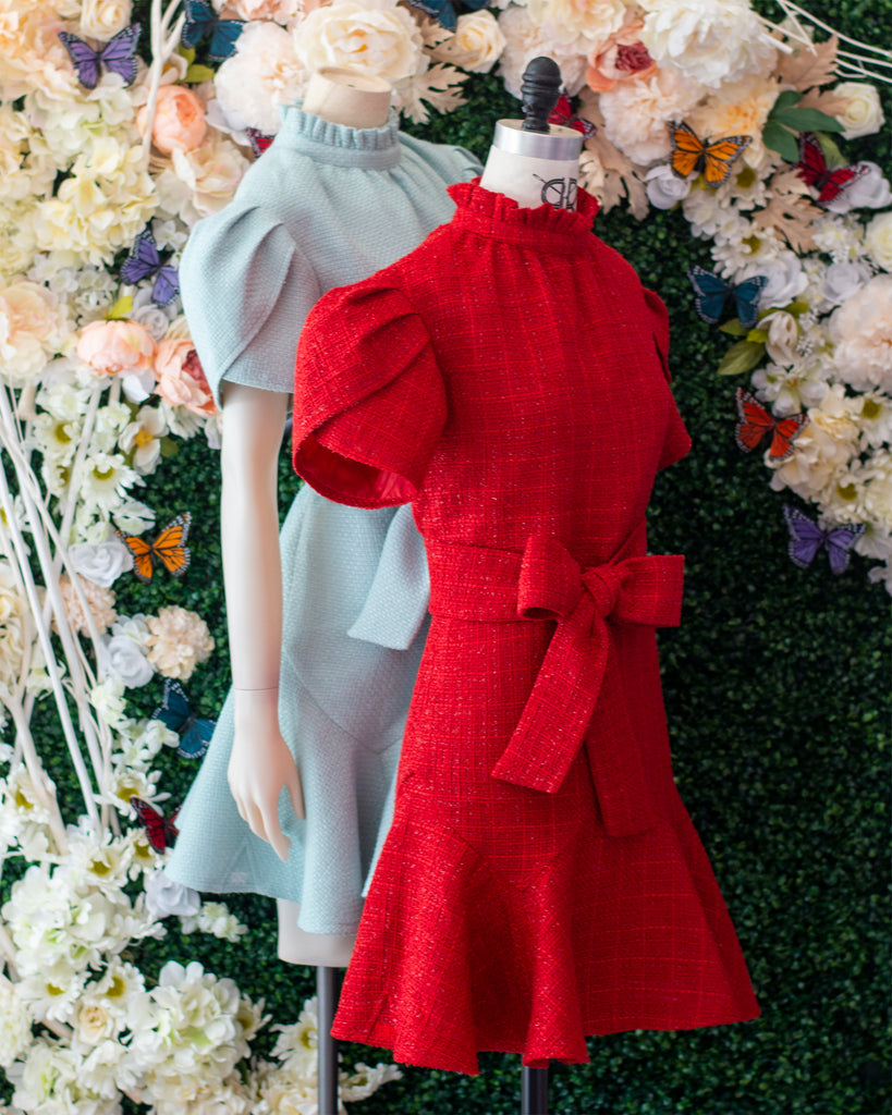Tulip Sleeve Dress - Boucle