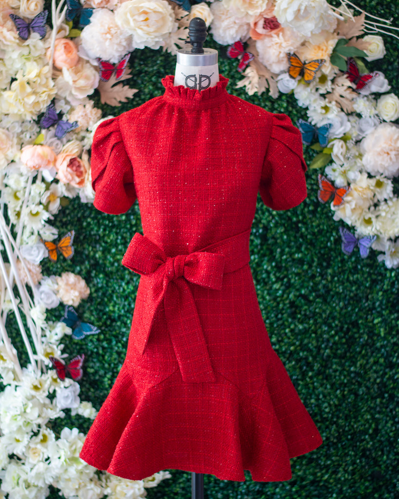 Tulip Sleeve Dress - Boucle