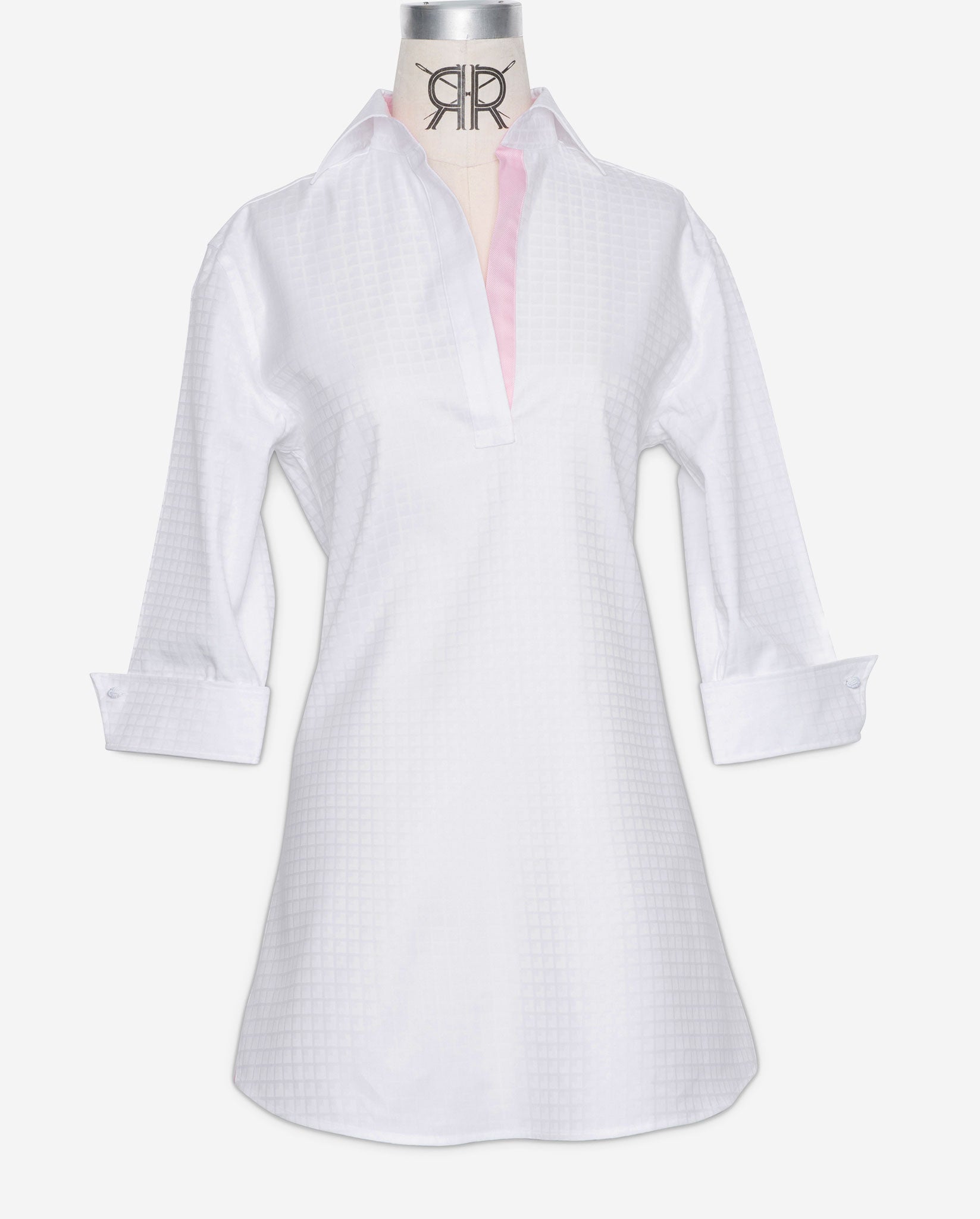 Tunic Shirt - White on White Check Women's Popover Blouse by Double R –  Double R Brand - Dallas