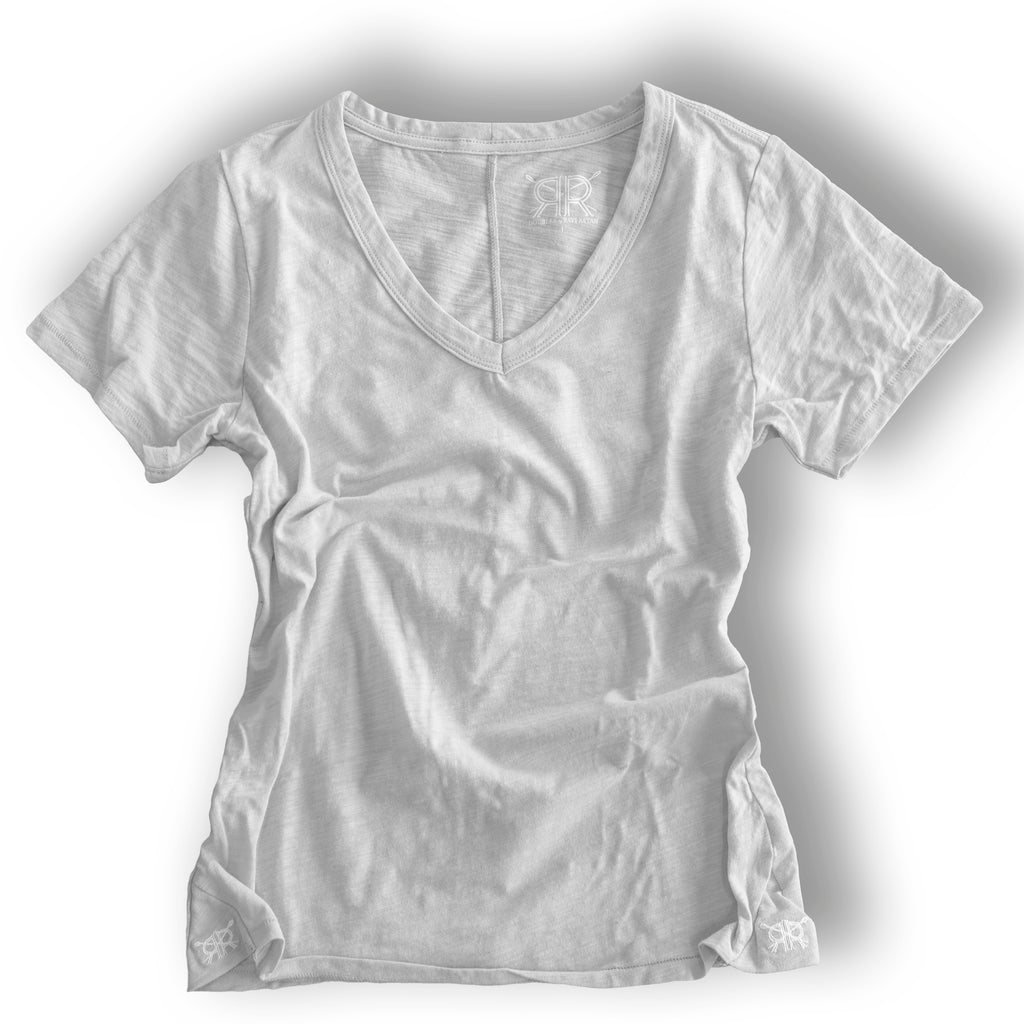 White Pima Cotton V Neck T Shirt