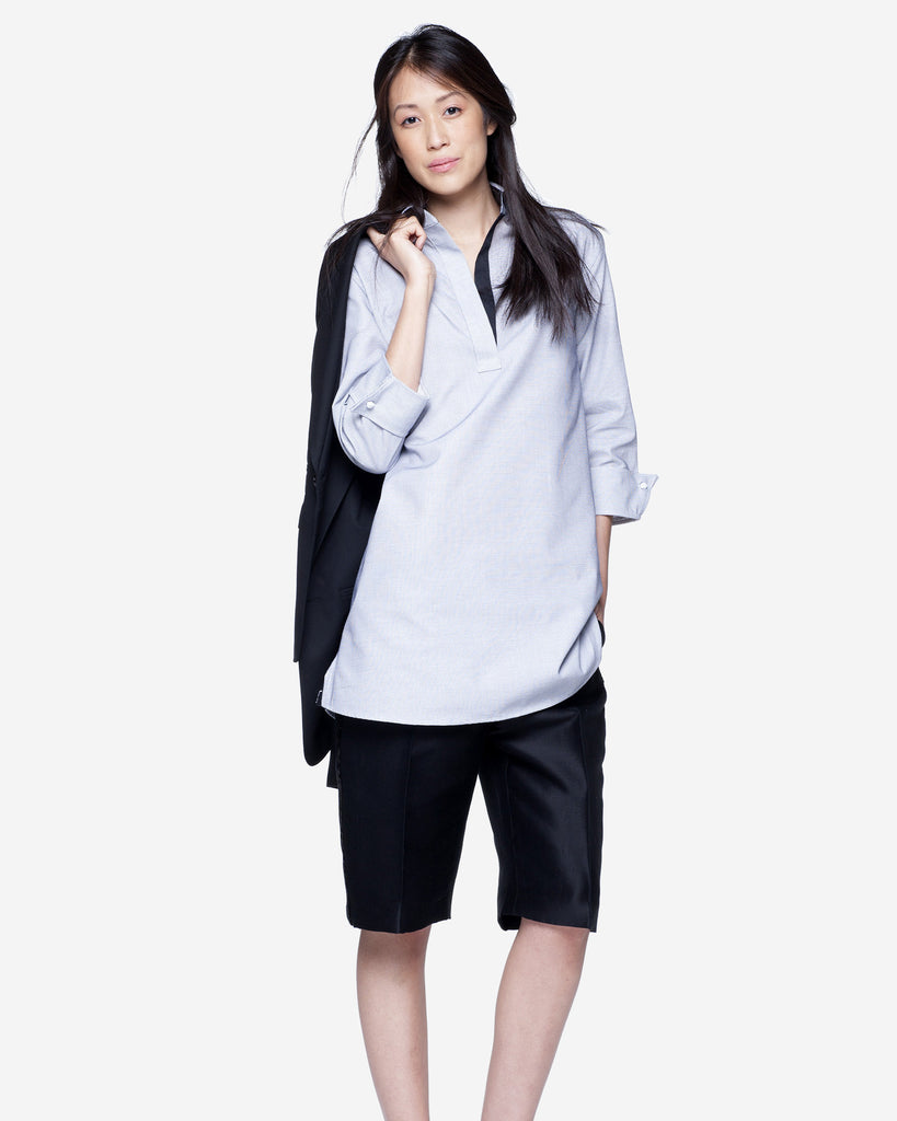 Tunic - White with Black Fine Check