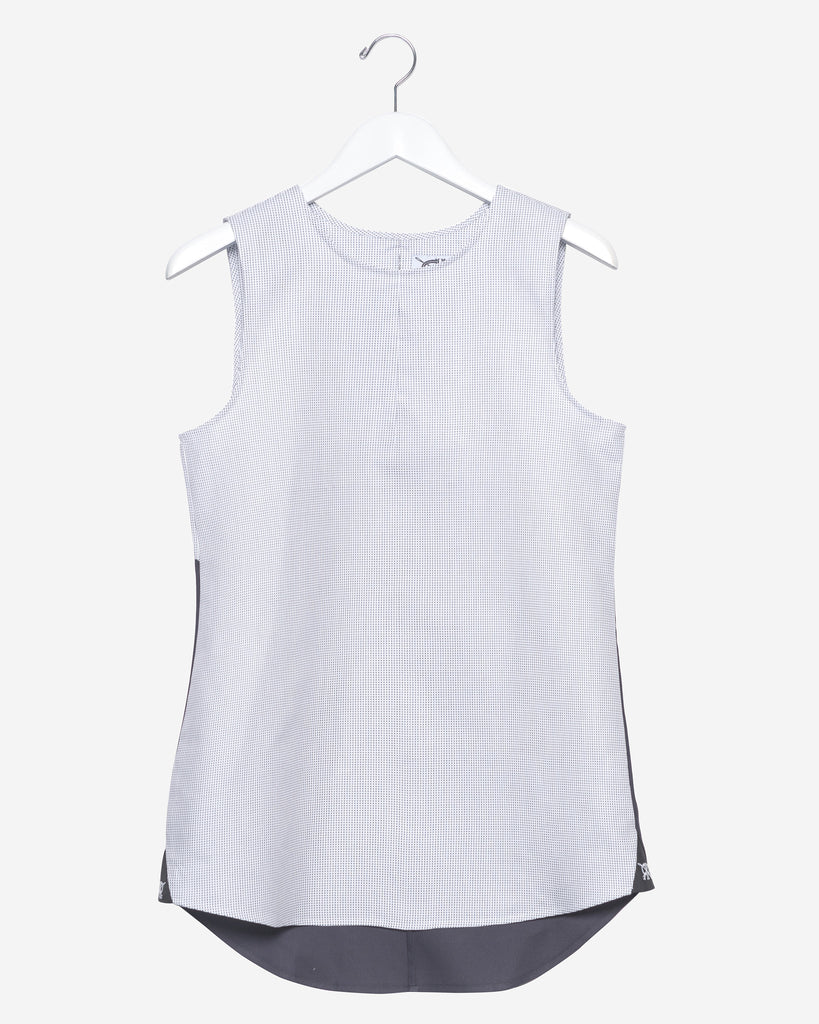 Sleeveless - Charcoal Blue Birdseye Check