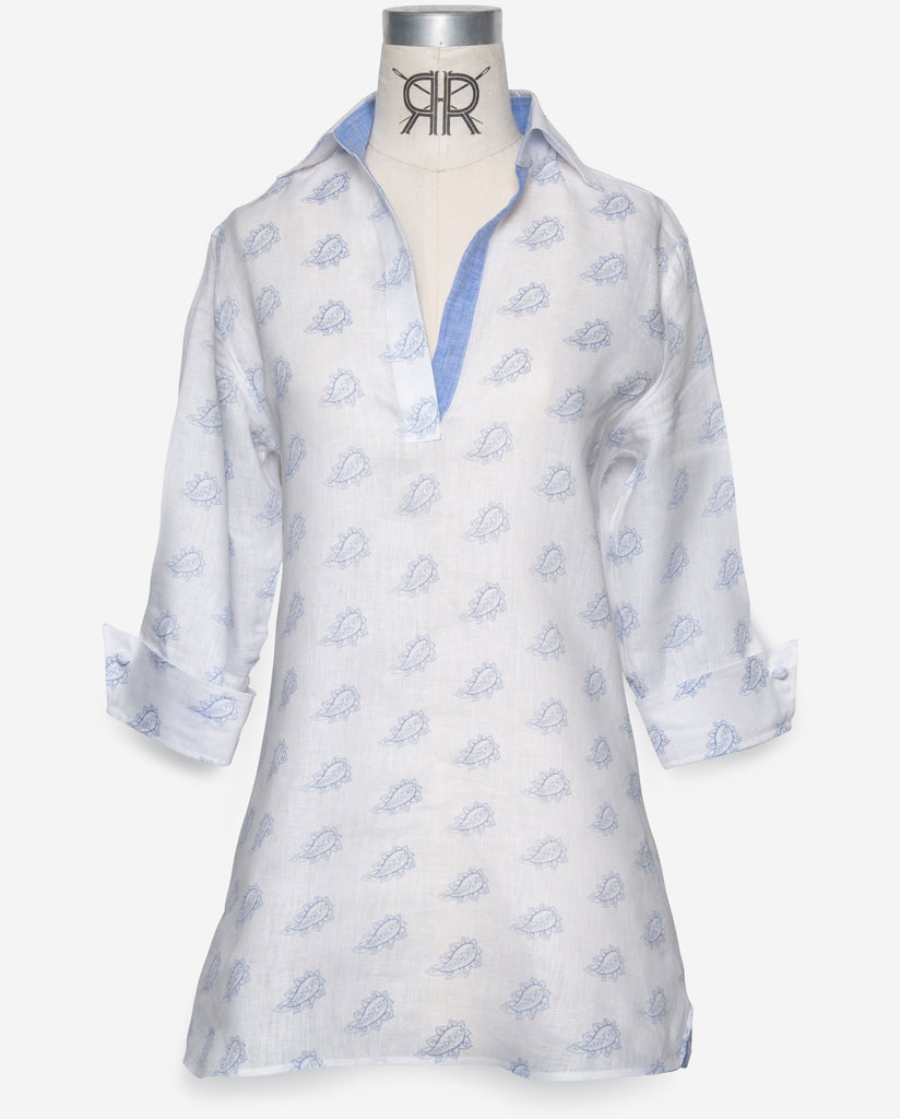 Tunic - Blue Paisley Linen