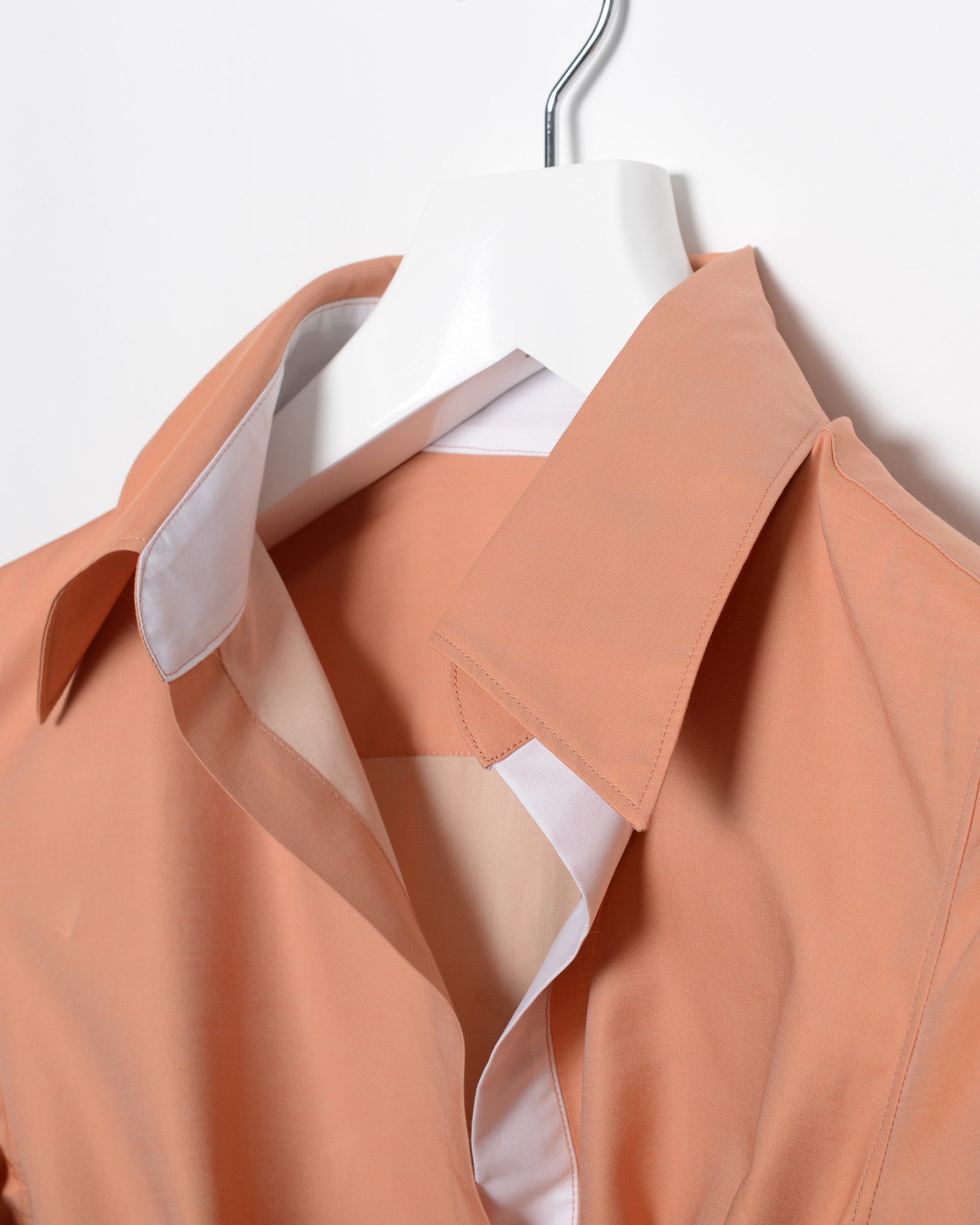 burnt orange dress shirt women's Burnt Orange White Striped Ruffled Button Down