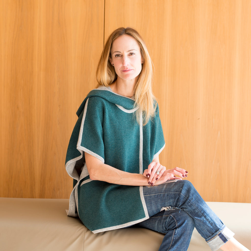 Double Faced Cashmere Hooded Poncho