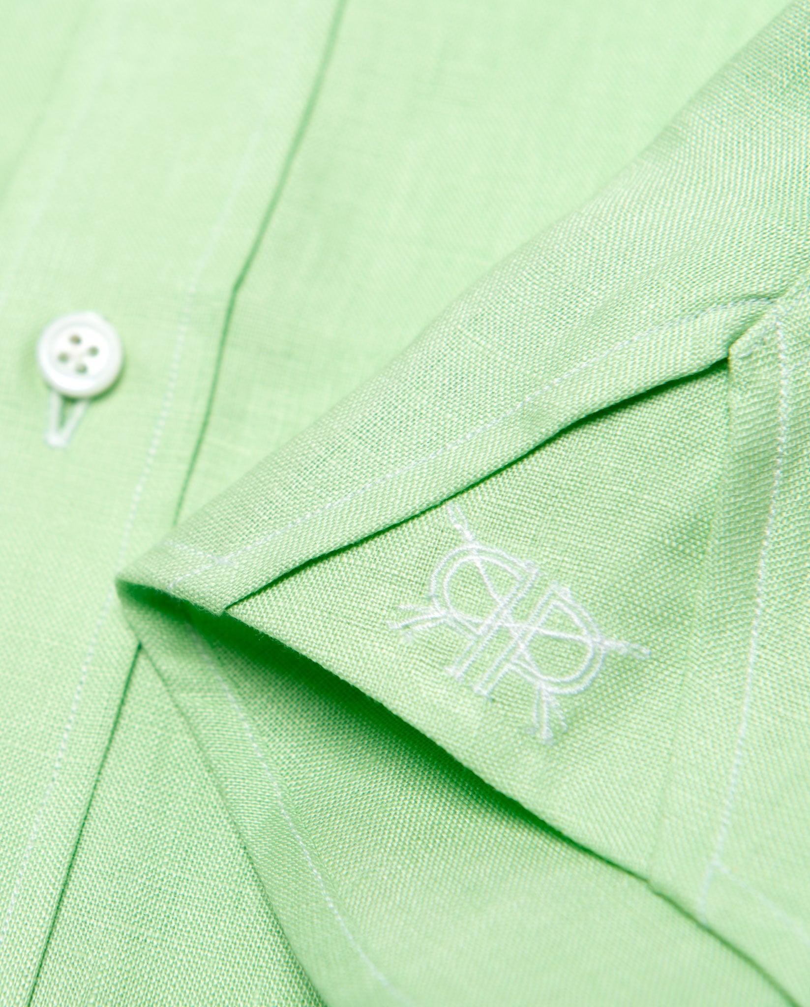 Tailored Shirt - Sea Green Linen Women's Blouse by Double R Monogram / Green / Custom Tailored Shirt - Sea Green Linen Women's Blouse by Double R Monogram / Green / Custom