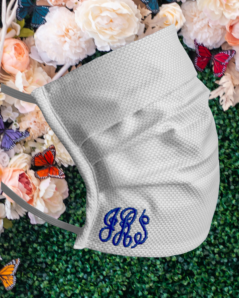 Monogrammed White Cotton Mask