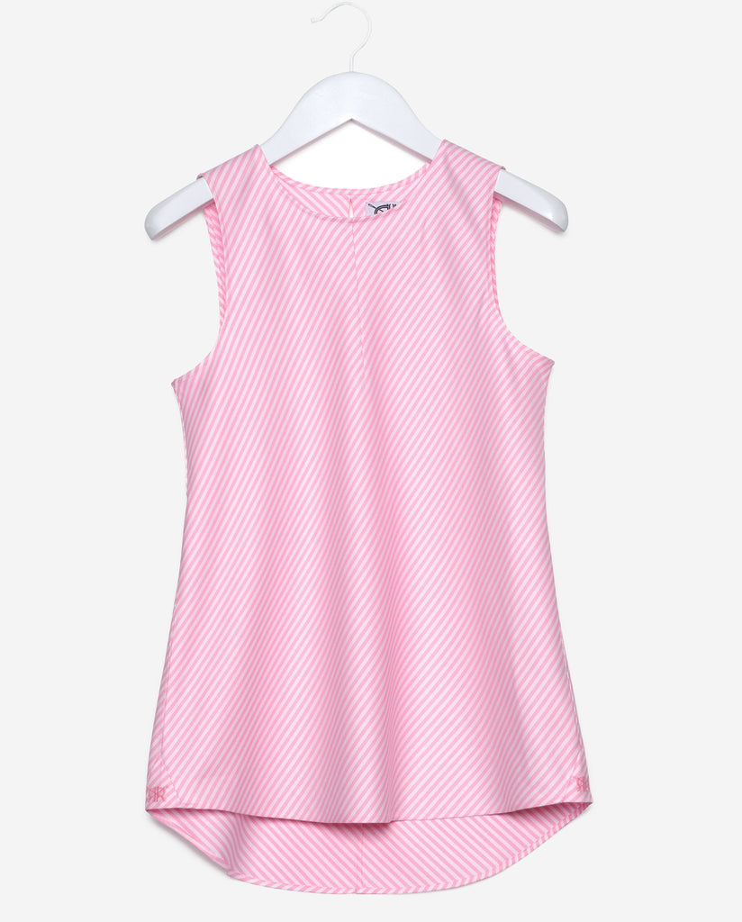 Sleeveless - Pink Diagonal Stripe
