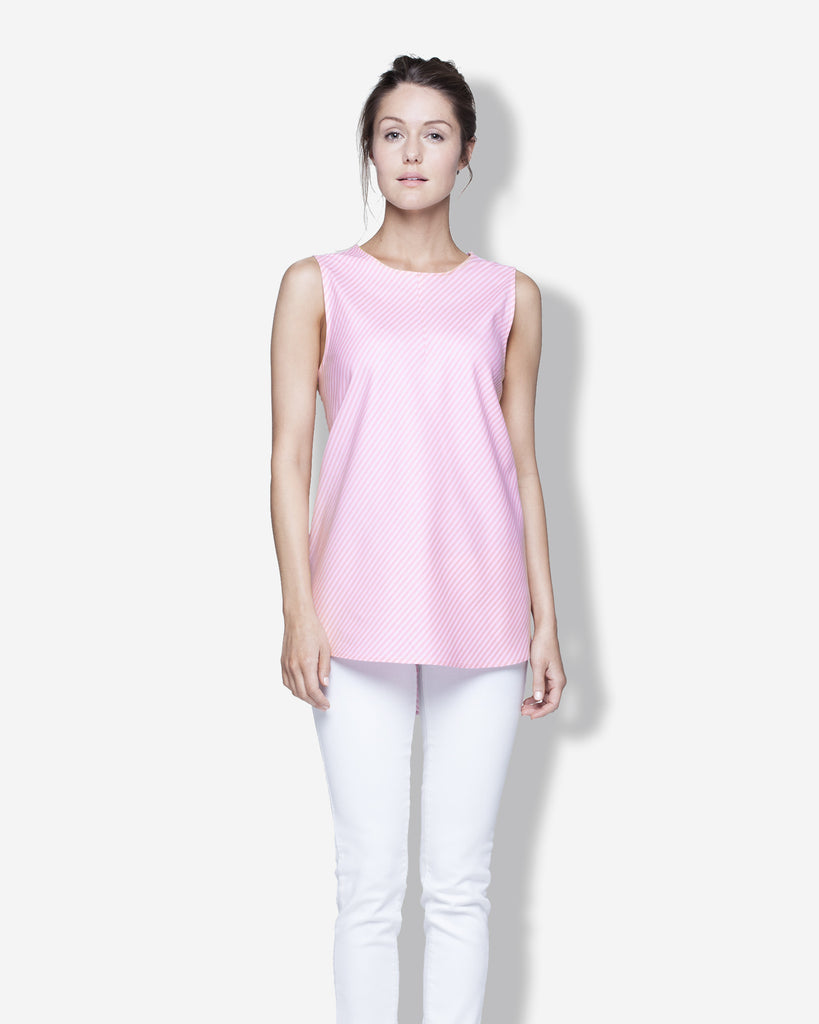 Sleeveless - Pink Diagonal Stripe