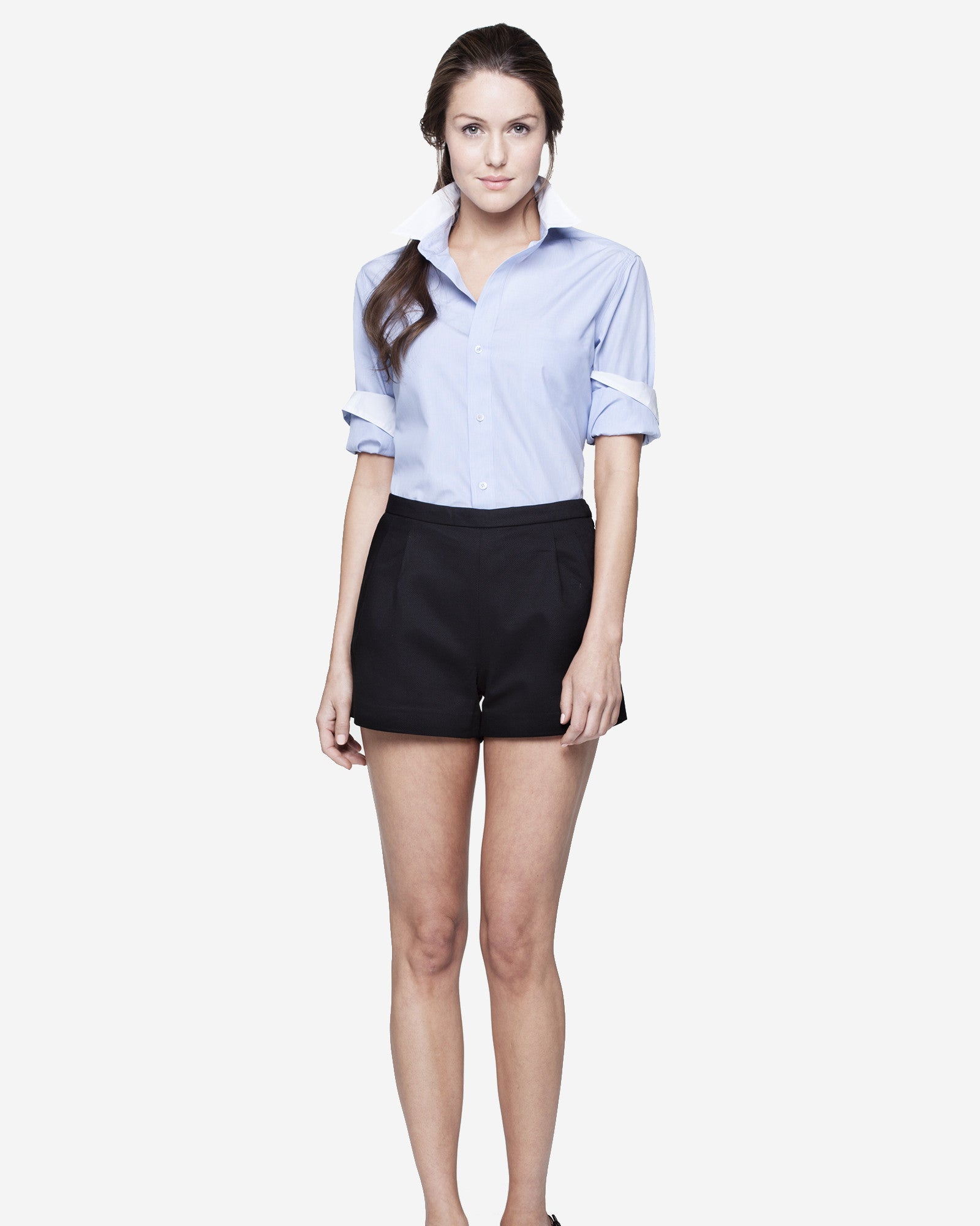 Tailored Shirt- Blue Hairline w/ White Collar and Cuffs Women's Blouse Double R Brand - Dallas Tailored Shirt- Blue Hairline w/ White Collar and Cuffs Women's Blouse Double R Brand - Dallas