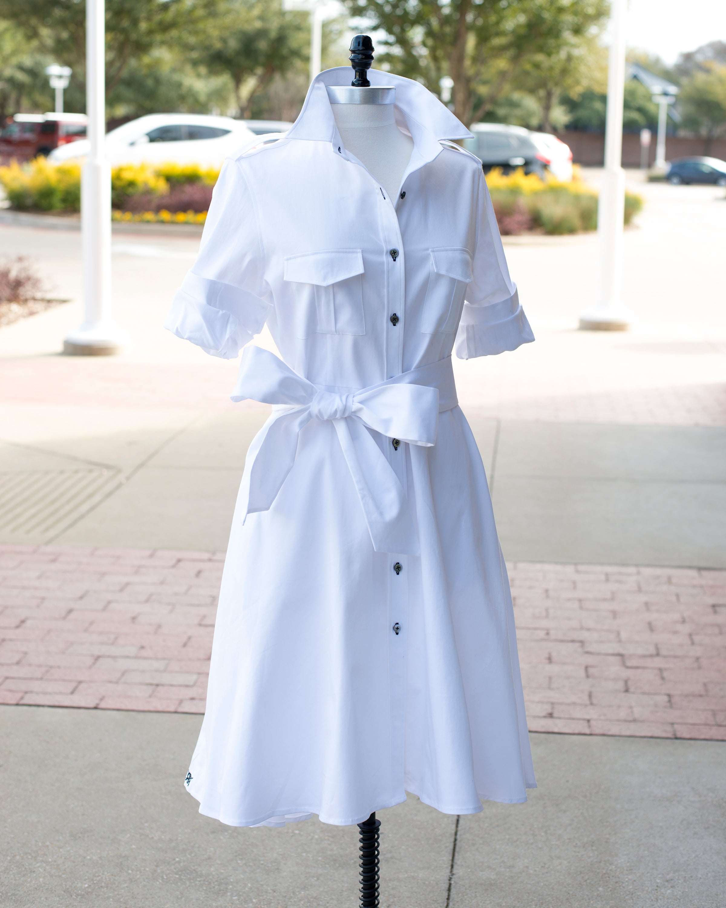 cotton safari shirt dress Women's Collared Short Sleeve Safari Pocket Belt Button up Shirt Dress