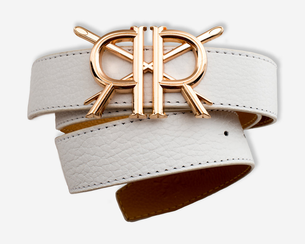 White Pebble Grain Strap with Rose Gold Buckle